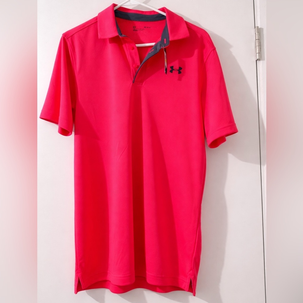 Under Armour Men's Bright Pink Polo Shirt